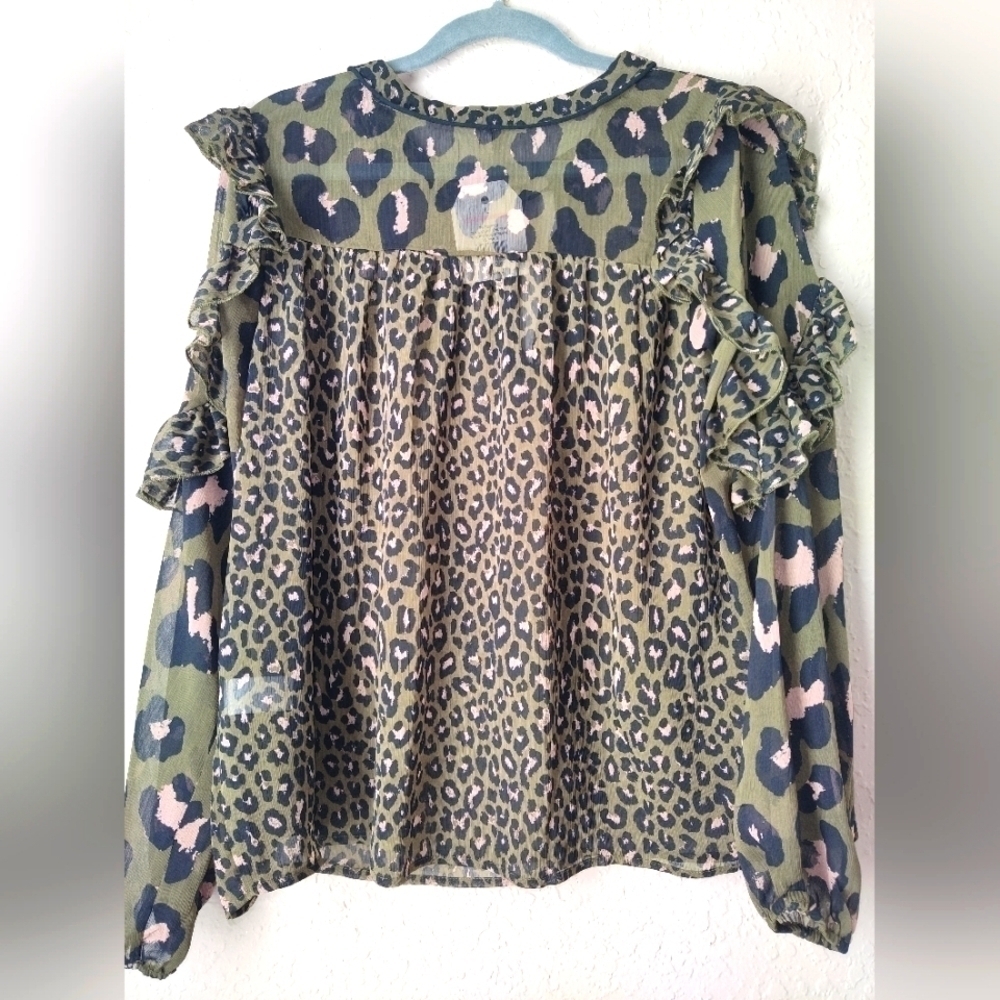 Wonderly Long Sleeves Animal Print Blouse Top Size L - Picture 3 of 8